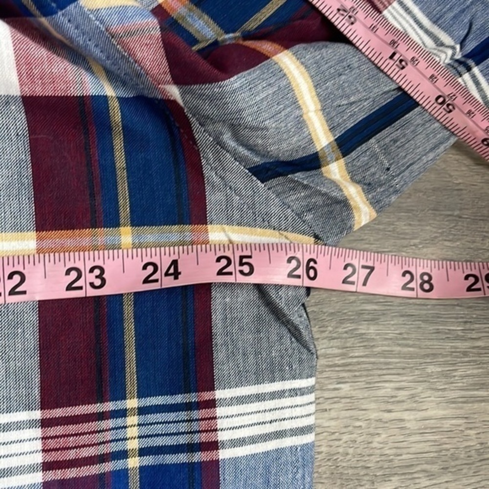 NEW AOS Rodeo shirt men's plaid  XL tall button up red blue - Picture 8 of 10
